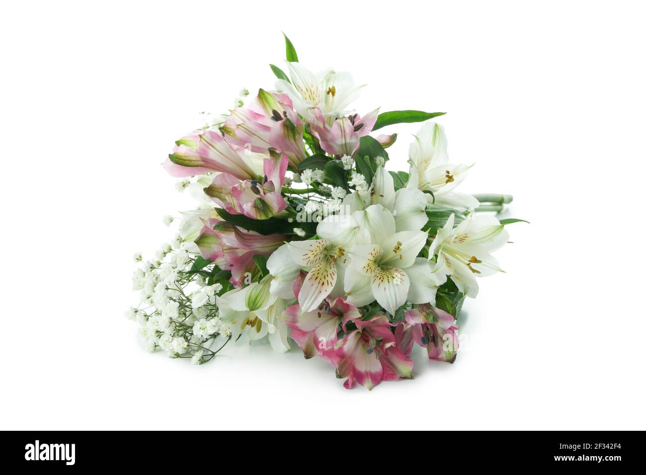 Bouquet of beautiful flowers isolated on white background Stock Photo ...