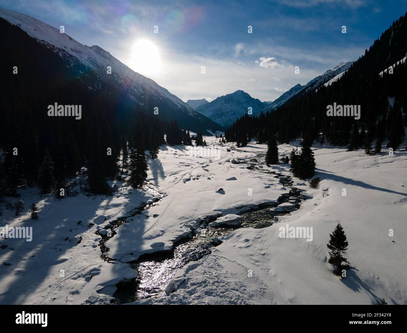 Winter near the Altyn Arashan Hot Springs in Kyrgyzstan's Issyk-Kol