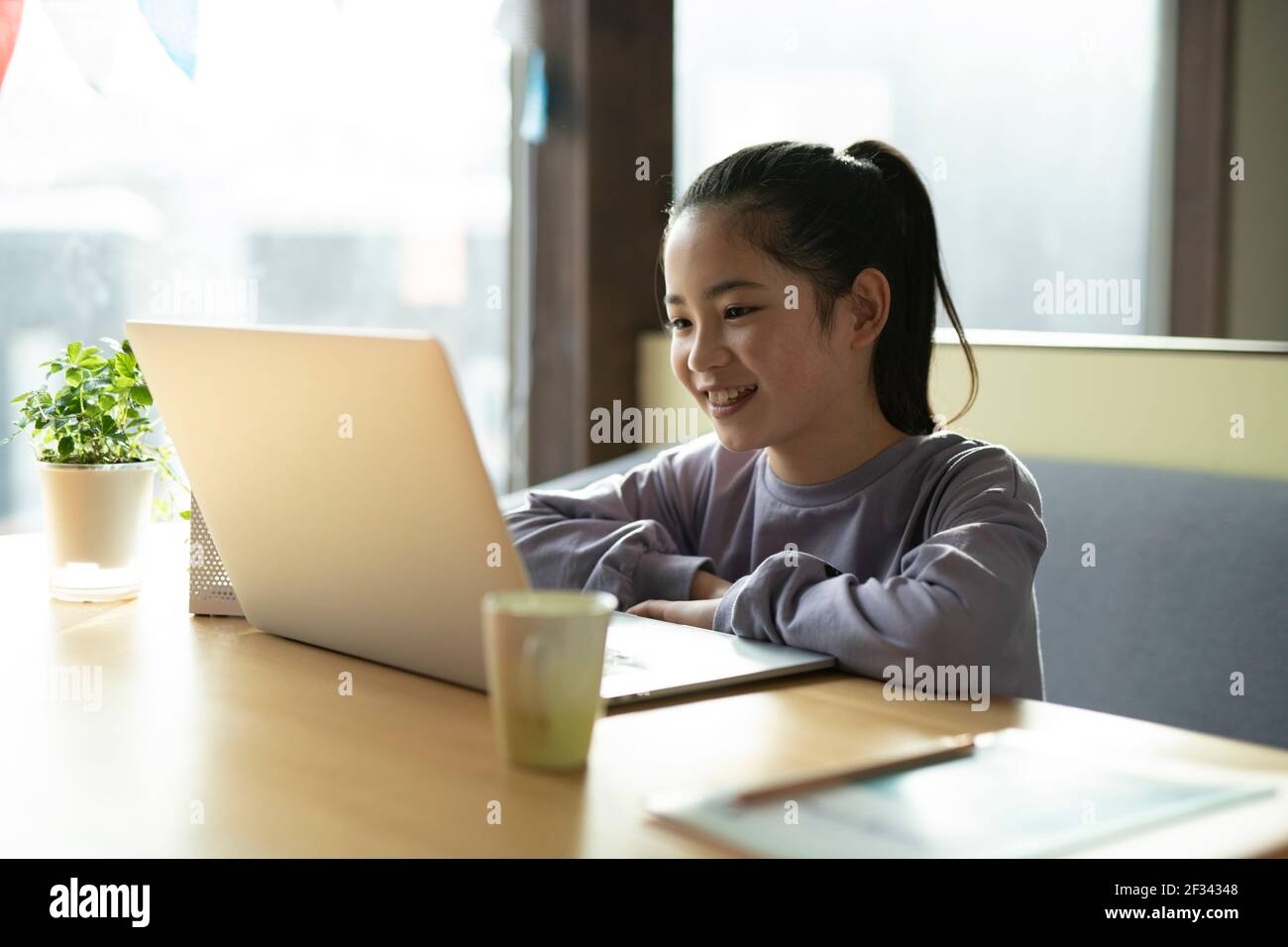 Girl Using Video Call Stock Photo Alamy