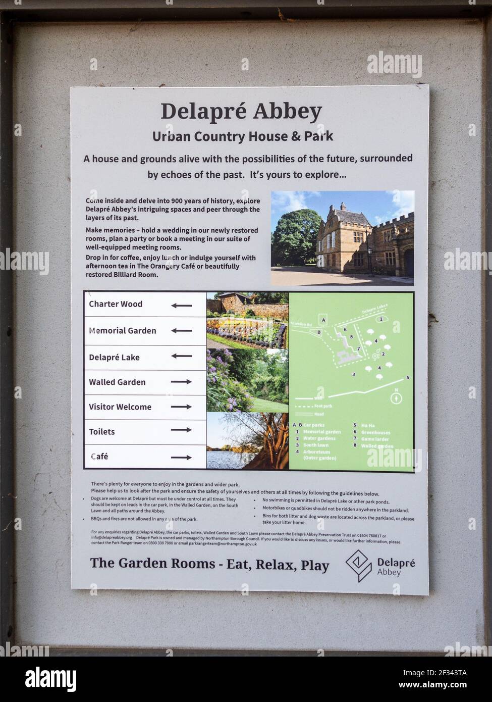 Poster advertisng Delapre Abbey, an Urban Country House and Park, Northampton, UK Stock Photo
