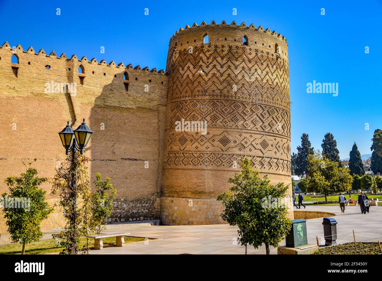 Shiraz, Iran - December 13, 2015: Leaning tower of the Arg of Karim Khan, a famous landmark in Shiraz, Iran Stock Photo