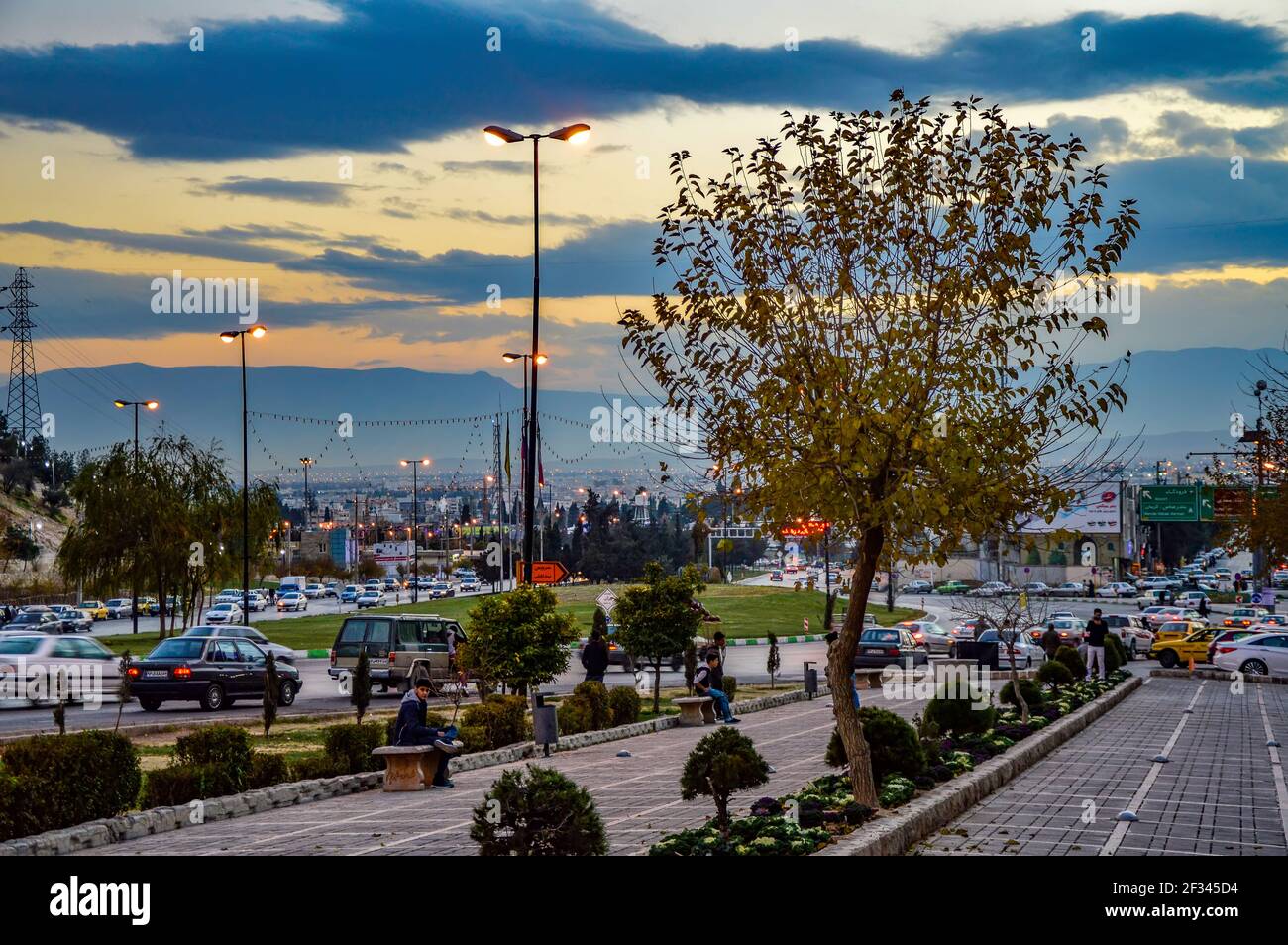 Shiraz, Iran December 14, 2015 Sunset time in the city of Shiraz in