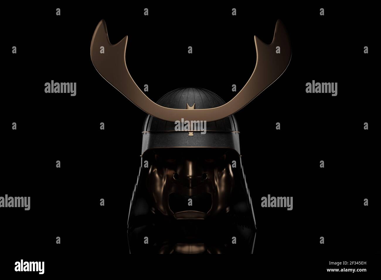 3d rendering of ancient Samurai helmet type in low key light Stock Photo