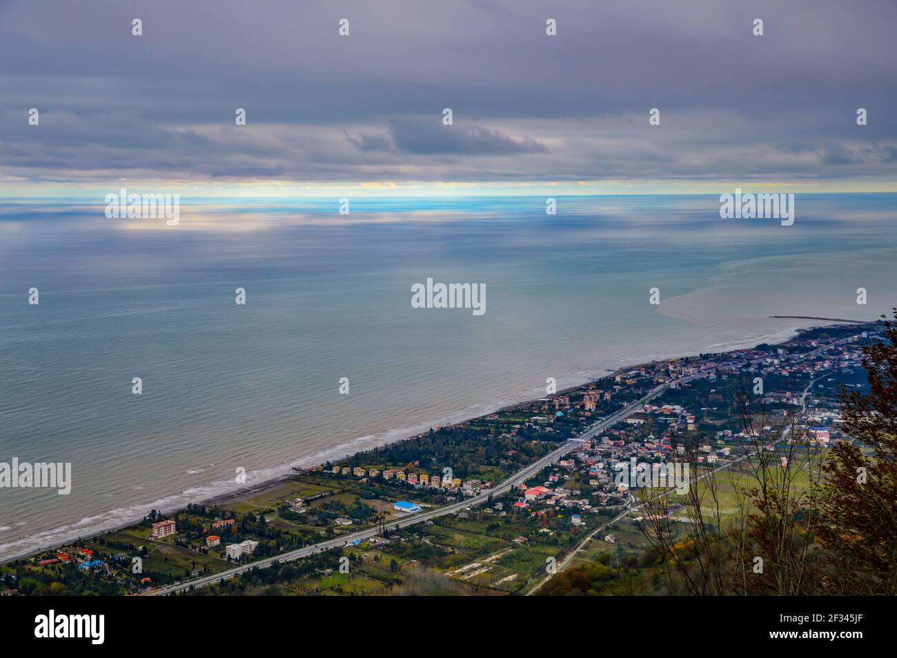 Aerial view of the city of Ramsar in Mazandaran province of Iran, situated on the coast of the Caspian Sea Stock Photo