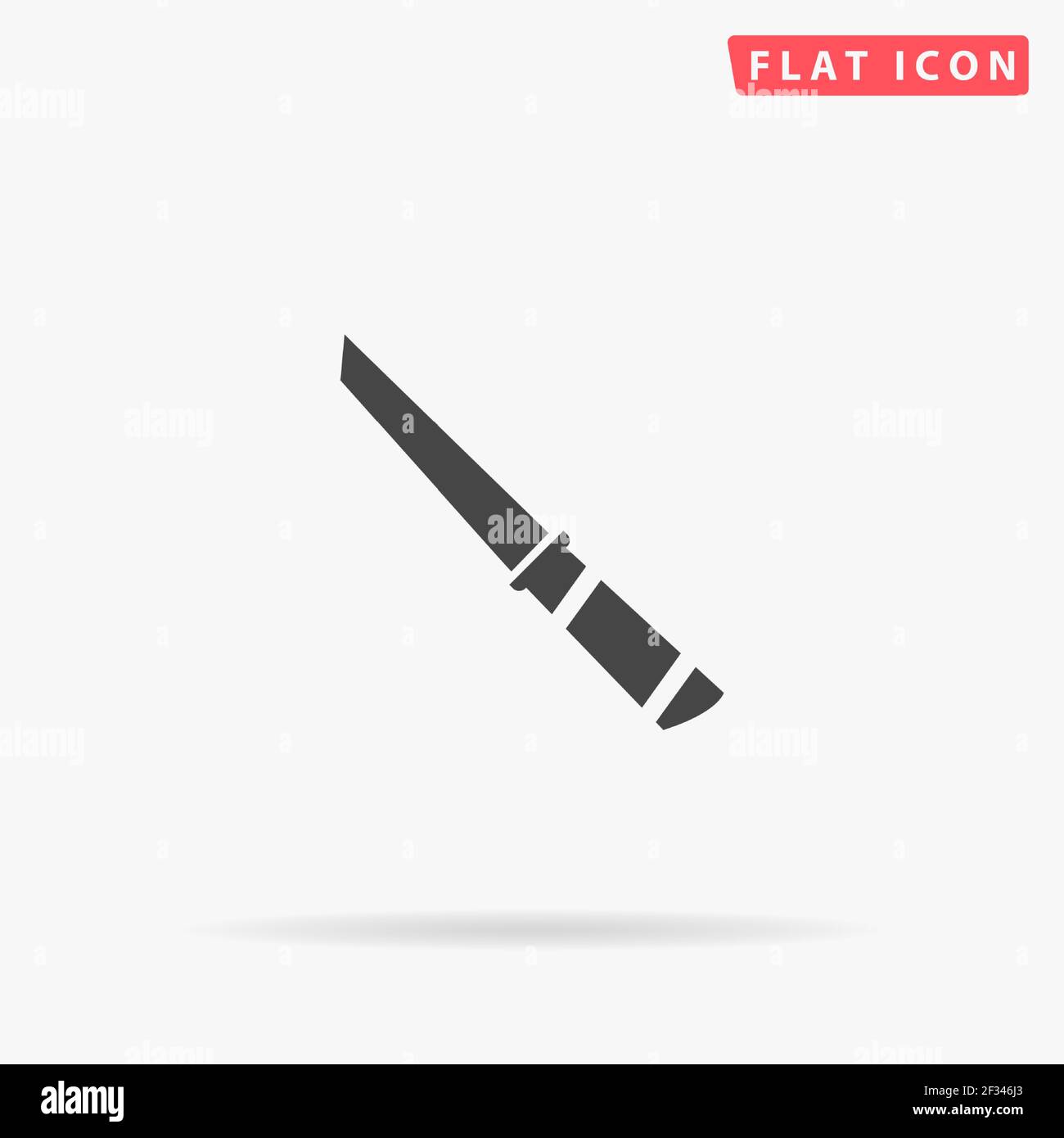 Tanto, Japanese Short Sword flat vector icon. Hand drawn style design illustrations. Stock Vector