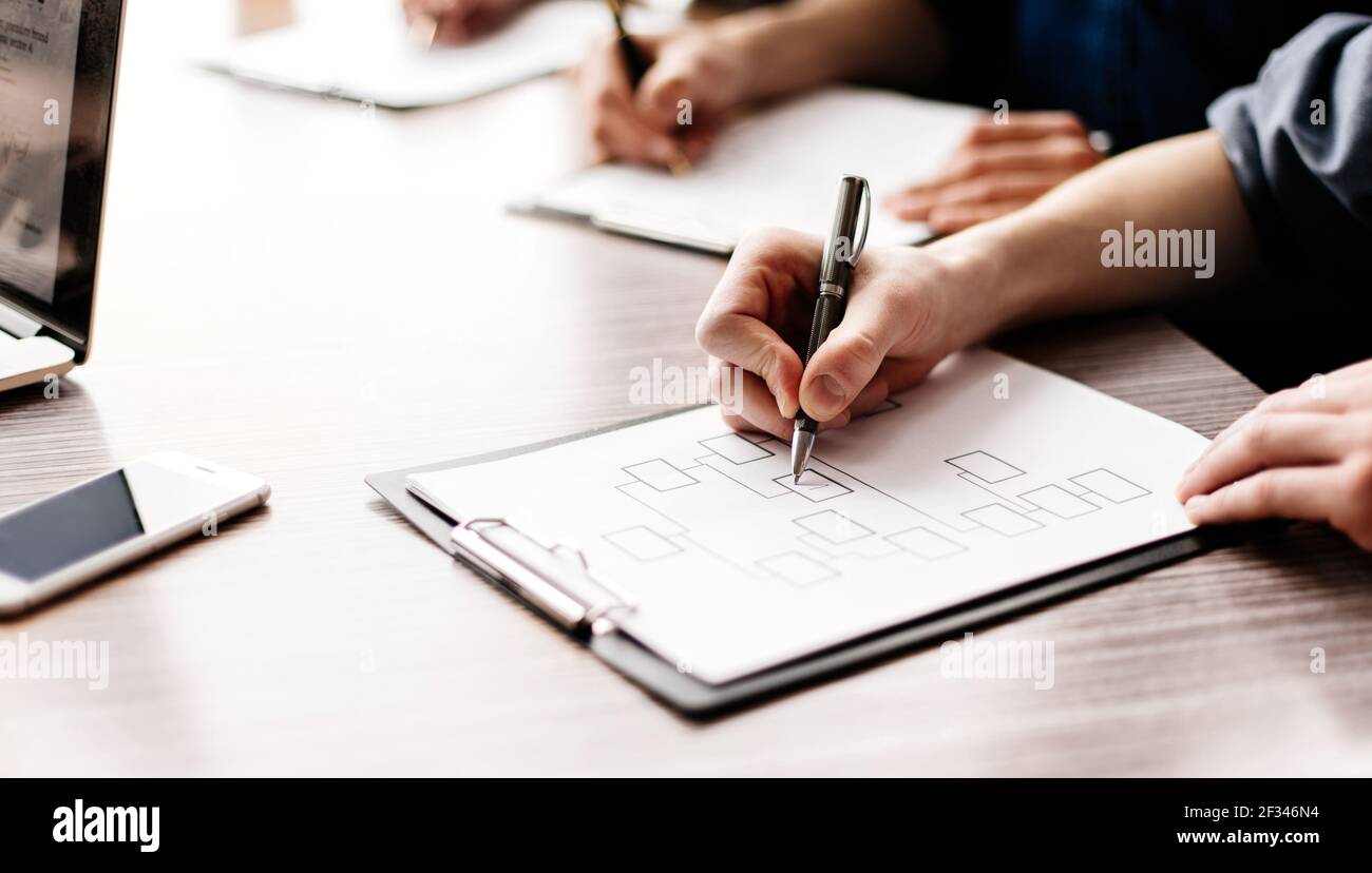 close up. working group works with marketing schedules Stock Photo - Alamy