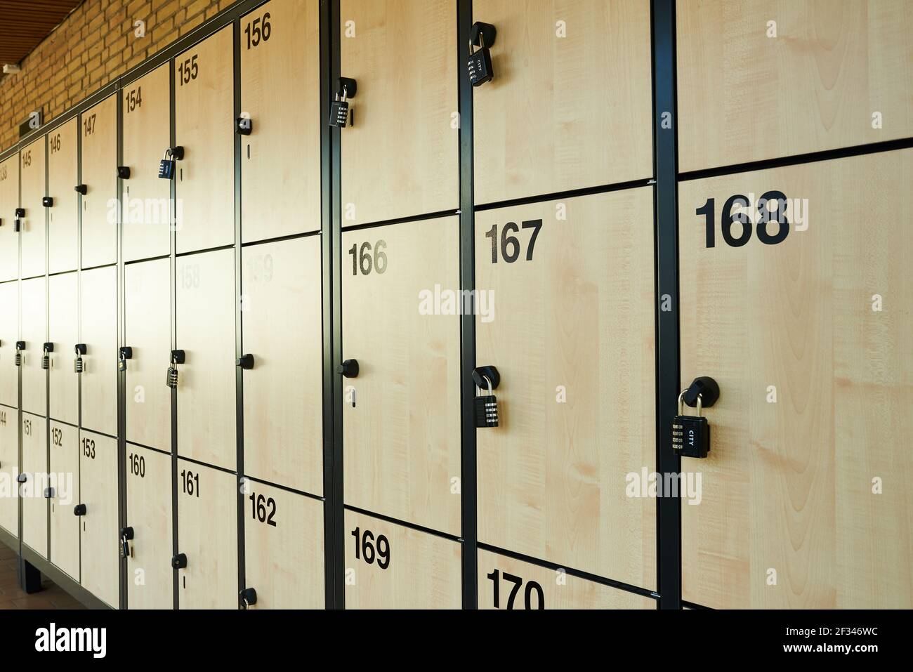 School lockers for students with numbers and safety locks Stock Photo