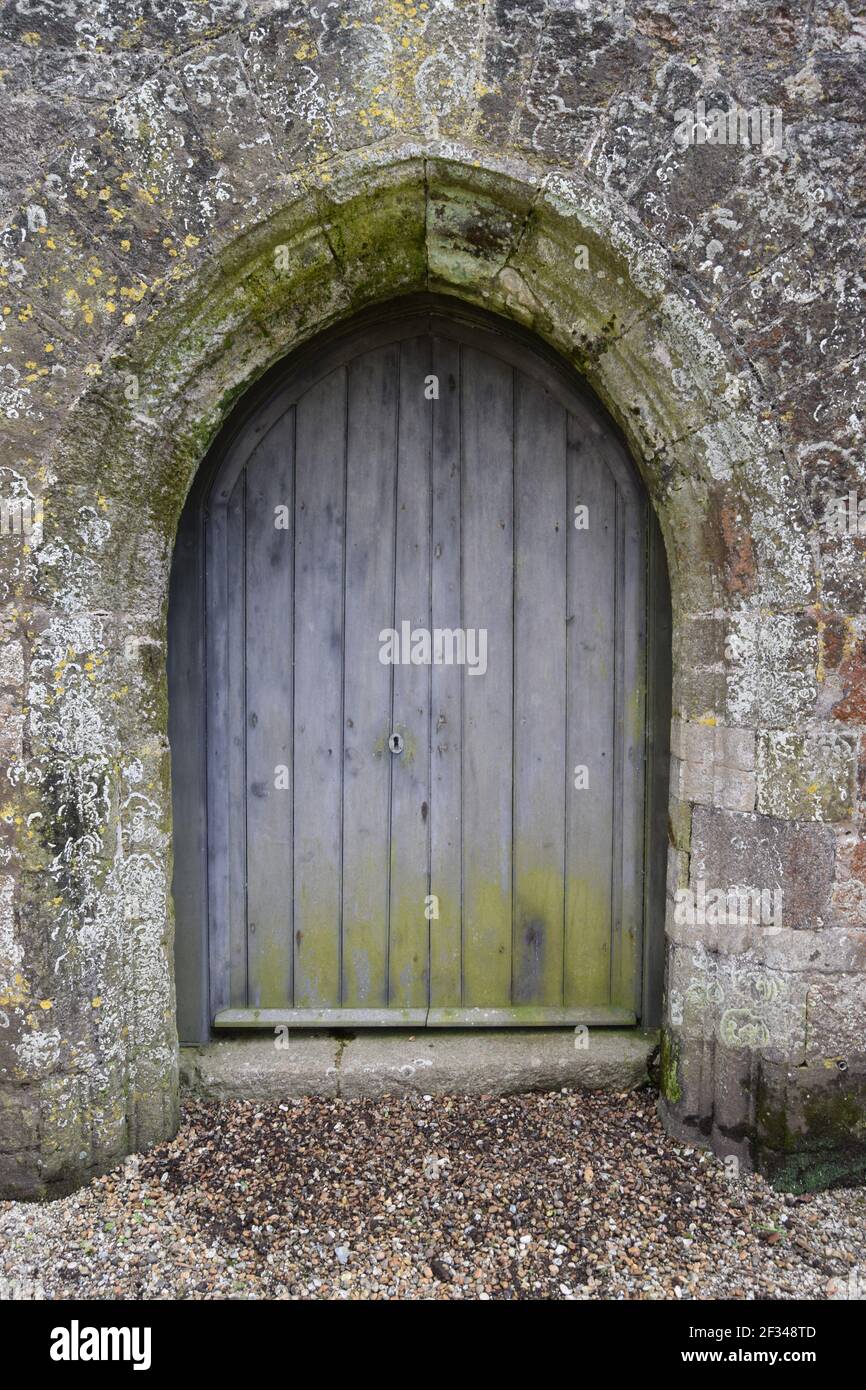 Rustic Doorway in Church Stock Photo