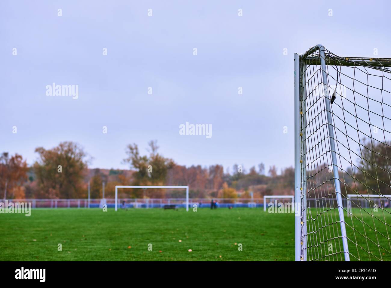 a large soccer field with big soccer goal Stock Photo Alamy