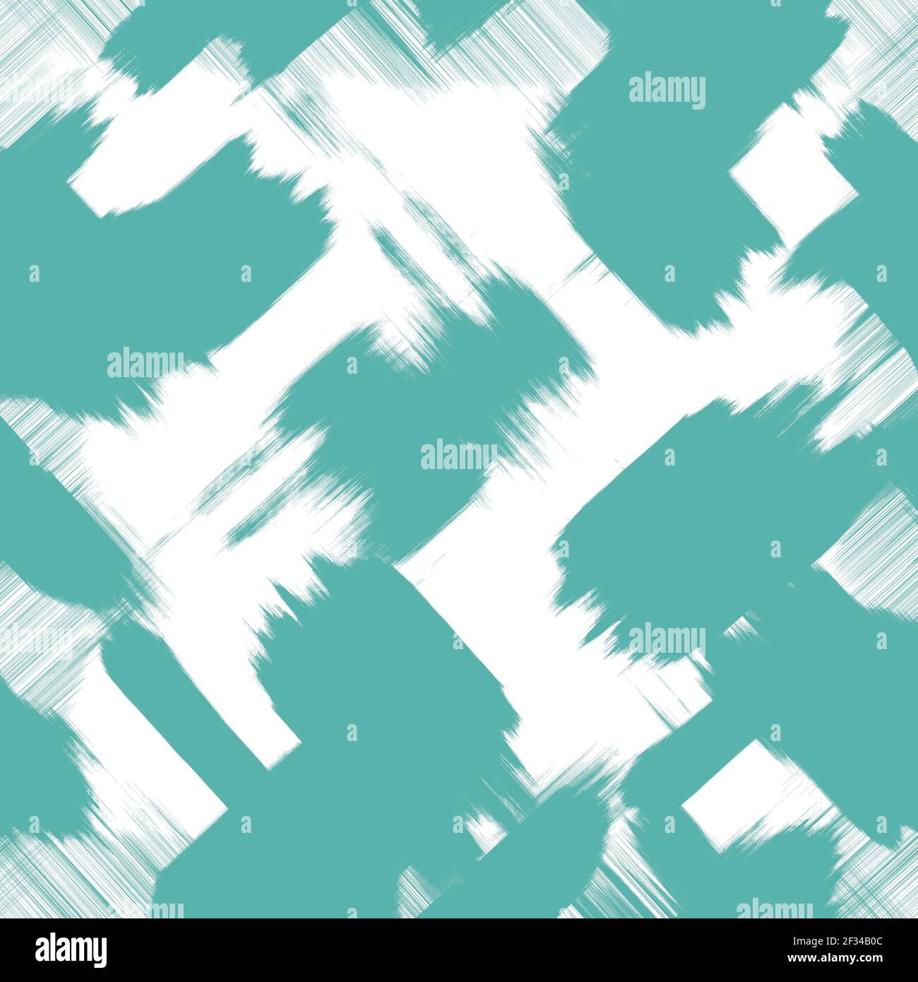 Teal brush strokes, white background. Colored grunge wallpaper. Abstract pattern of chaotic shapes, digital painting imitation. Stylish modern design Stock Photo