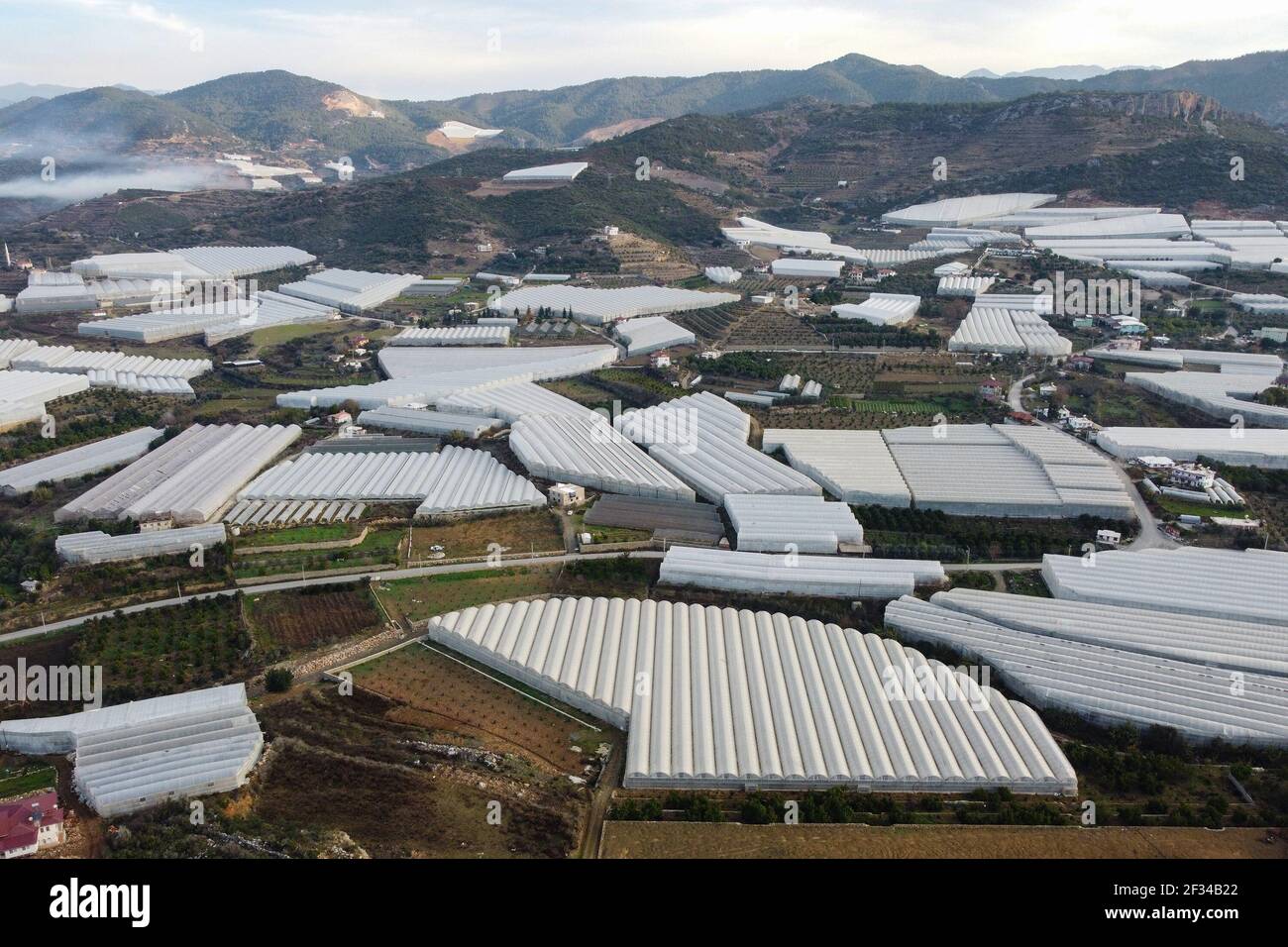 Drone image greenhouses hi-res stock photography and images - Alamy