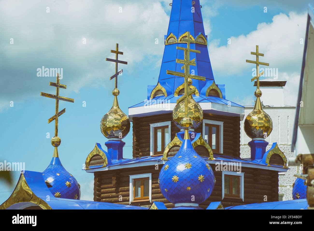 Orthodox crosses on the domes of the Church Stock Photo - Alamy