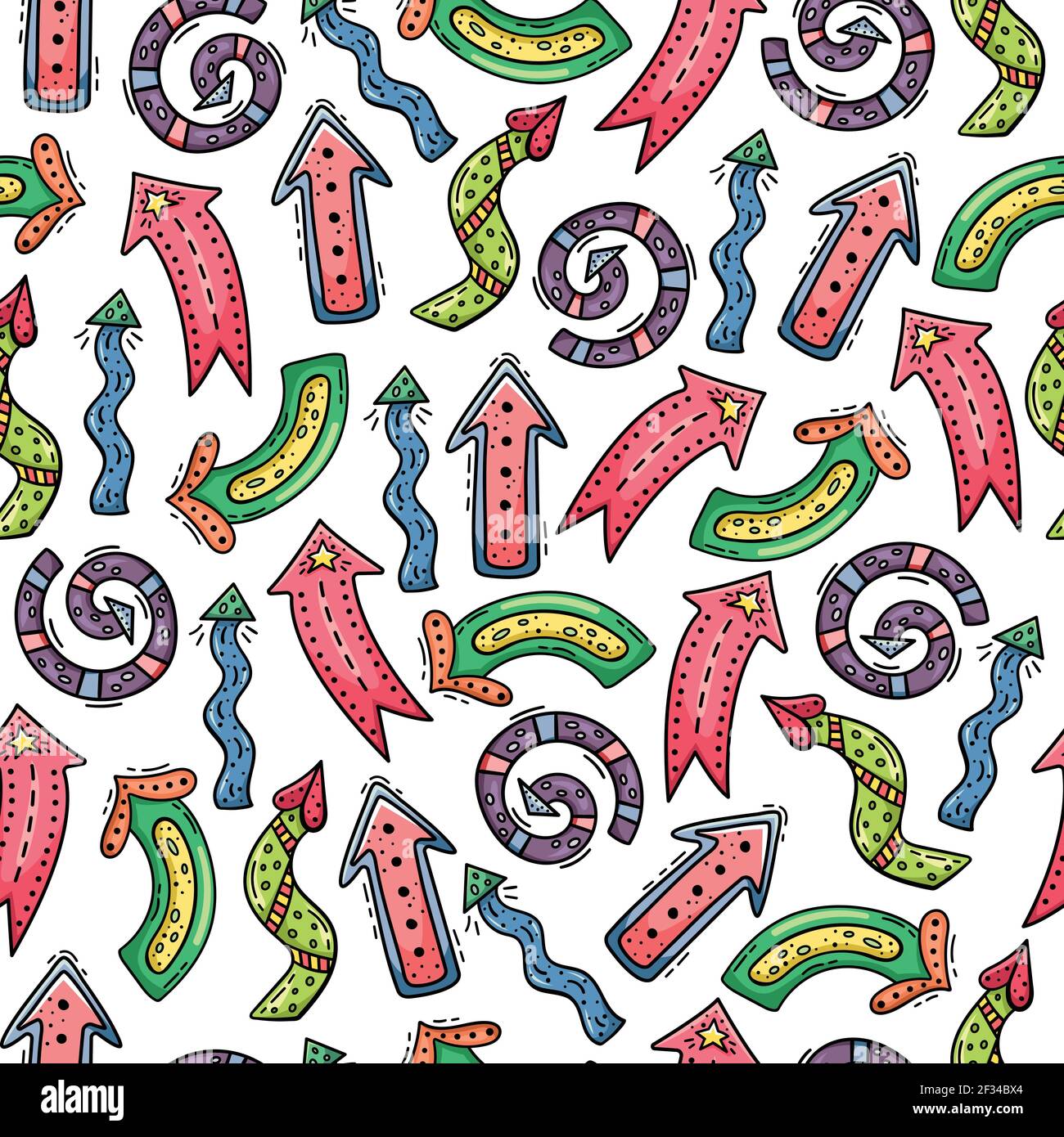 Hand drawn vector seamless pattern with creative arrows. Decorative background. Stock Vector