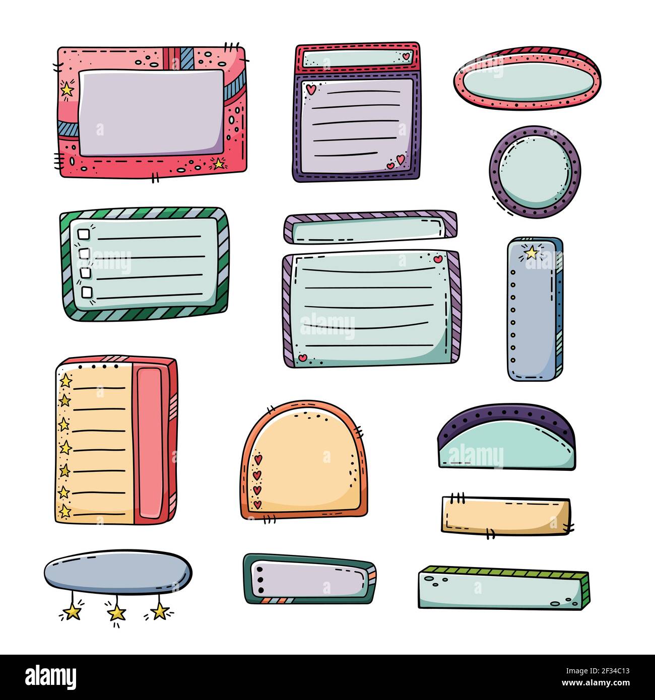 Vector hand drawn doodle frames. Set of elements for design. Stock Vector