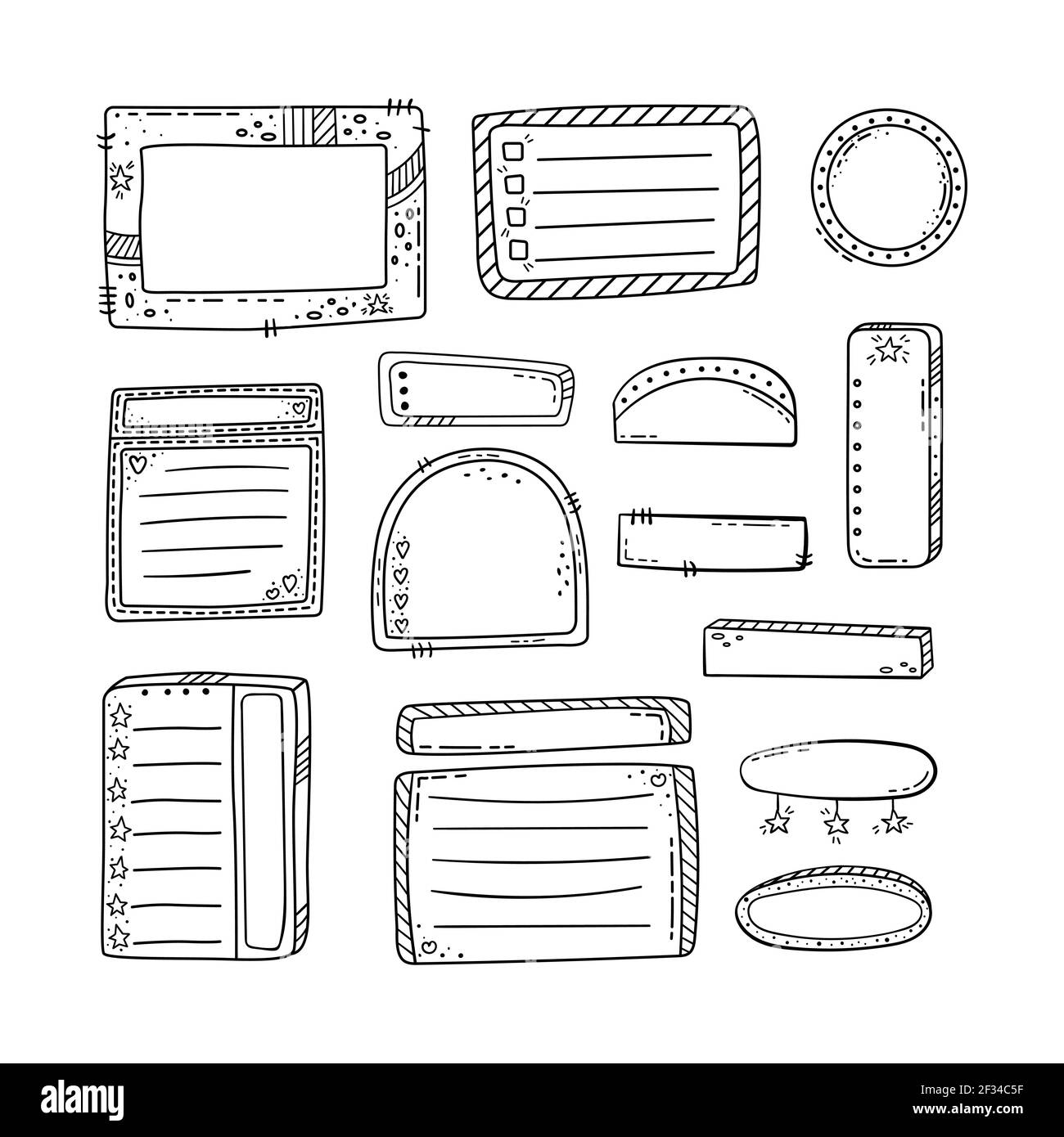 Vector hand drawn doodle frames. Set of elements for design Stock ...