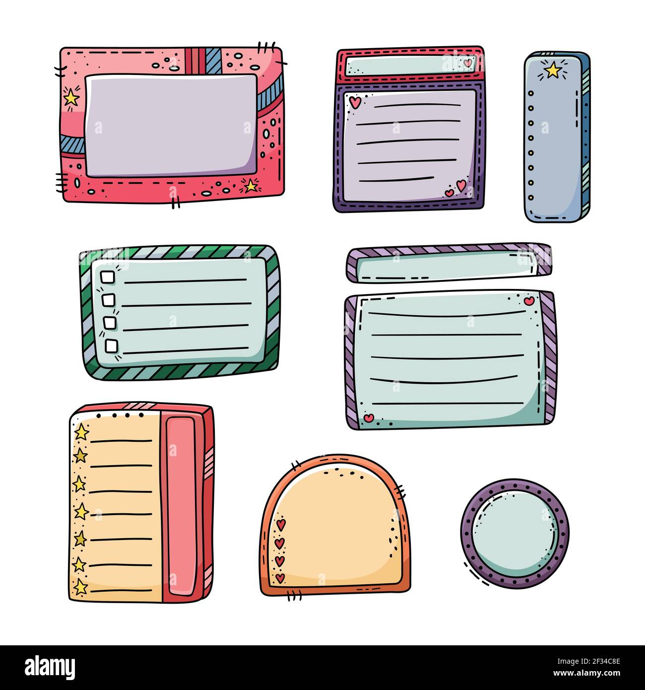 Vector hand drawn doodle frames. Set of elements for design. Stock Vector