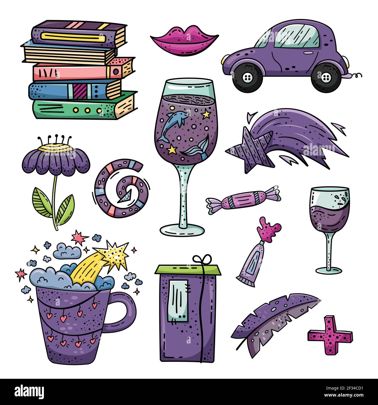 Hand drawn vector doodle set. Decorative illustrations. Design elements ...