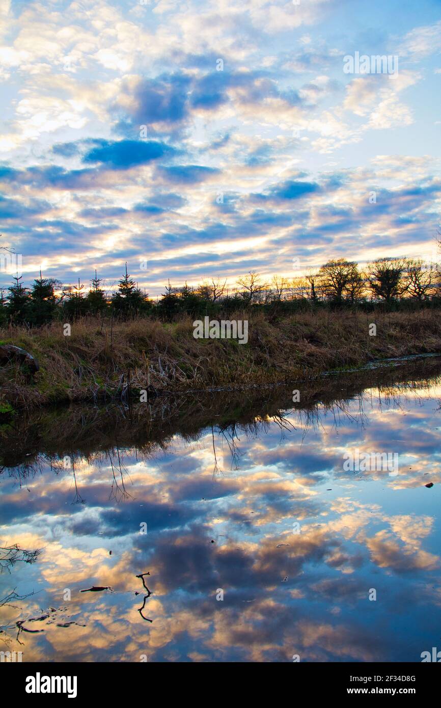 blue skies reflected in water Stock Photo - Alamy