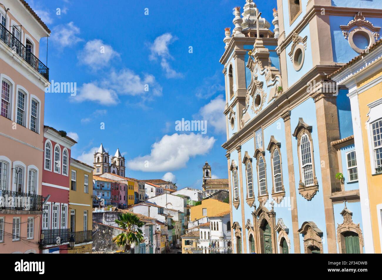 Salvador De Bahia Pelourinho View With Colorful Buildings Brazil South America Stock Photo Alamy