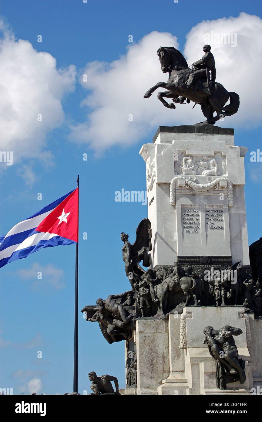 Monument to Antonio Maceo, a general wh led soldiers during the First War of Independence in Cuba.  Erected in 1916, sculpted by Domenico Boni. Stock Photo