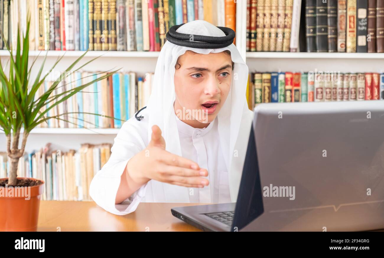 Arabic Muslim man being angry online Stock Photo - Alamy