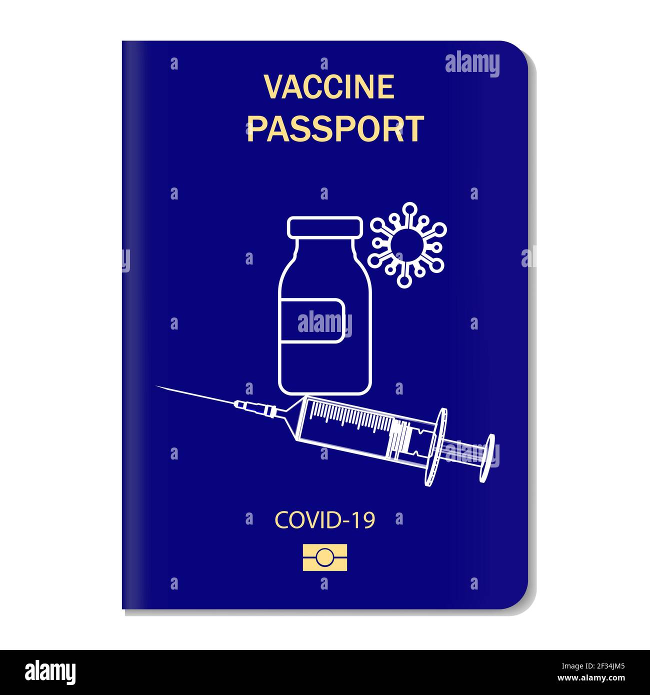 Blue vector vaccine passport. Document for tourism in time pandemic Covid-19. Vector illustration Stock Vector