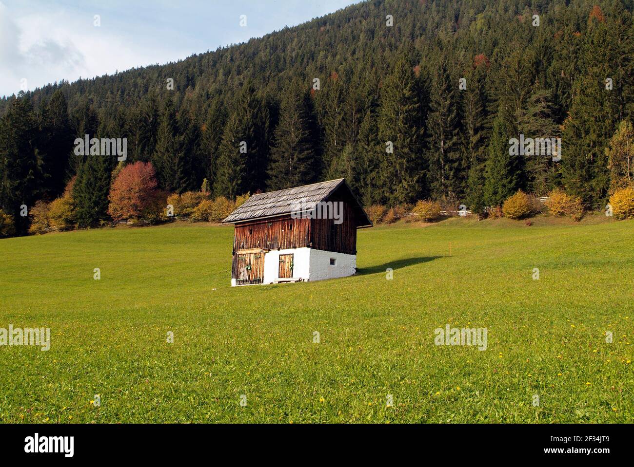 Austria,  hay barn on mountain pasture in carinthia Stock Photo