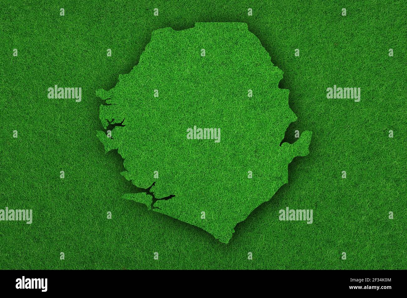 Map of Sierra Leone on green felt Stock Photo - Alamy