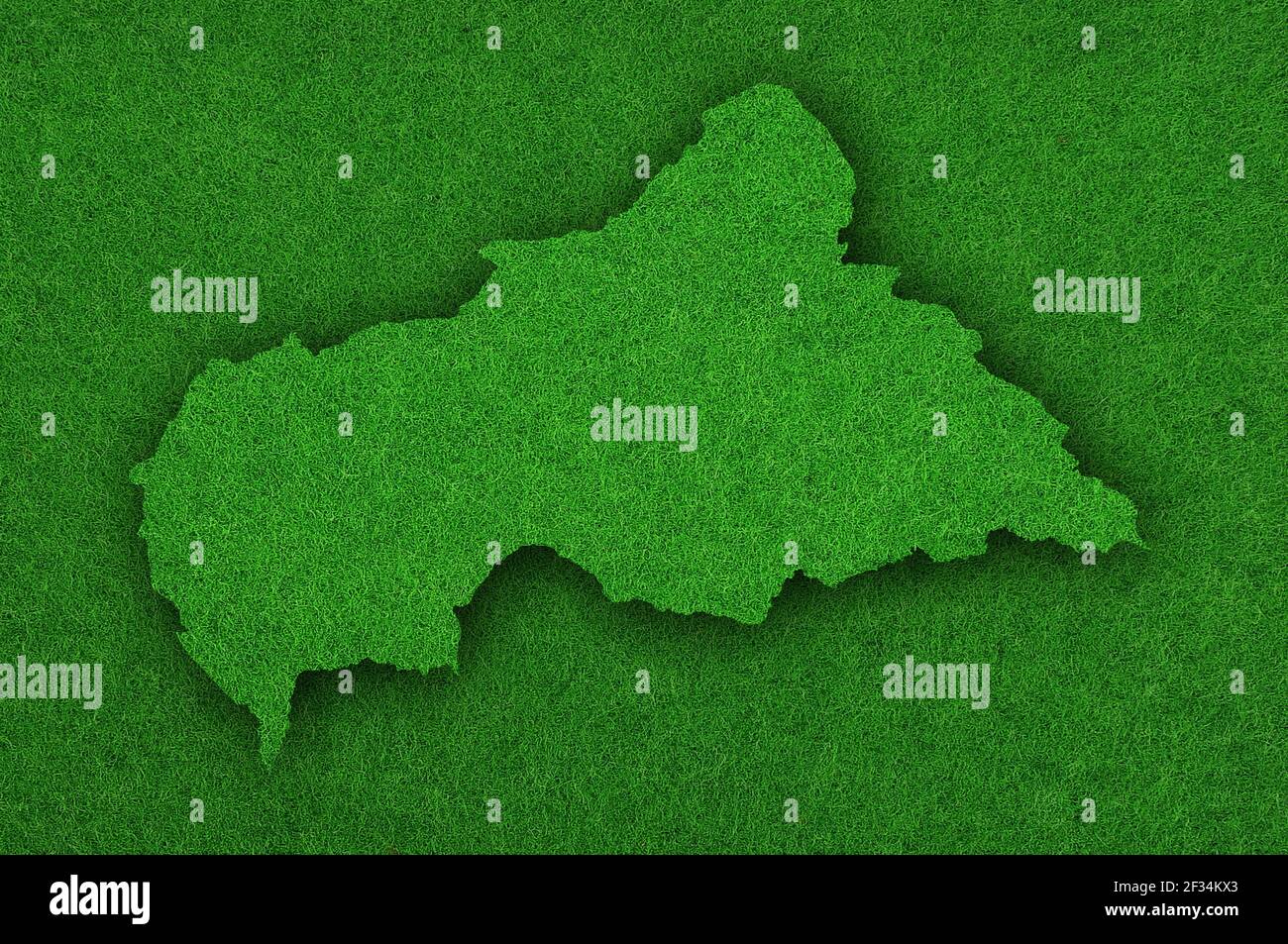 Map of Central African Republic on green felt Stock Photo - Alamy