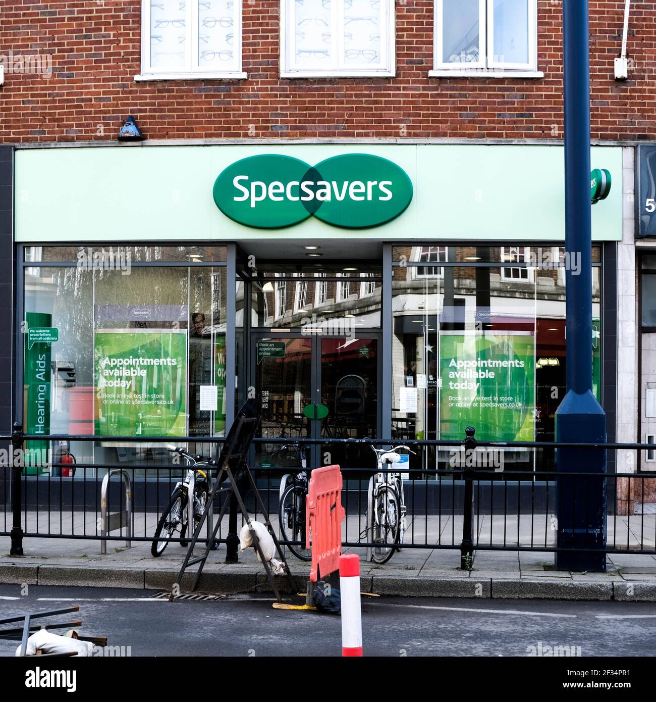 London UK, March 15 2021, Specsavers Retail Opticians High Street Shop Or Store Stock Photo