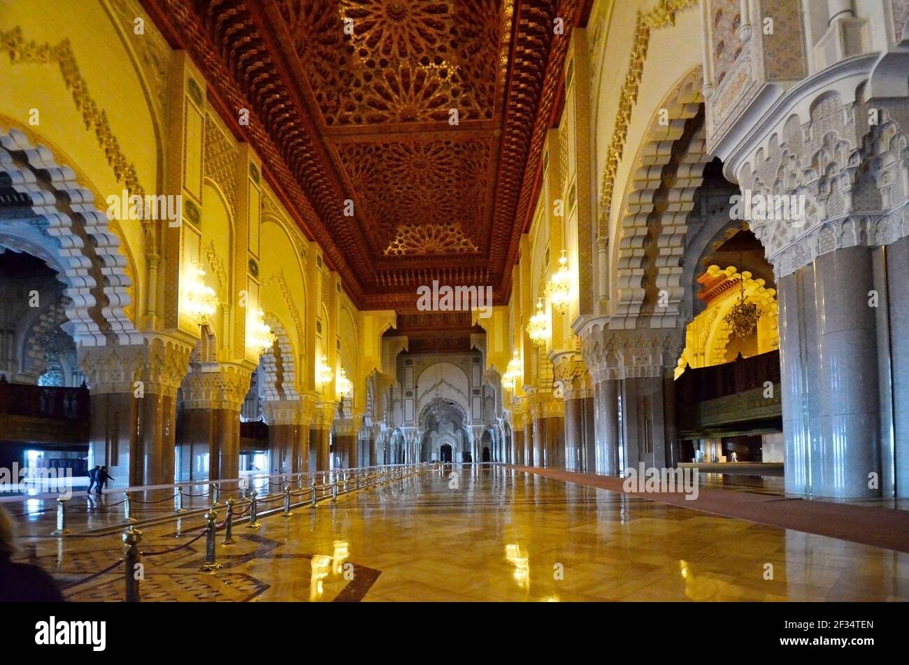 Morocco, inside the impressive mosque Hassan II. in Casablanca, the biggest mosque in Africa