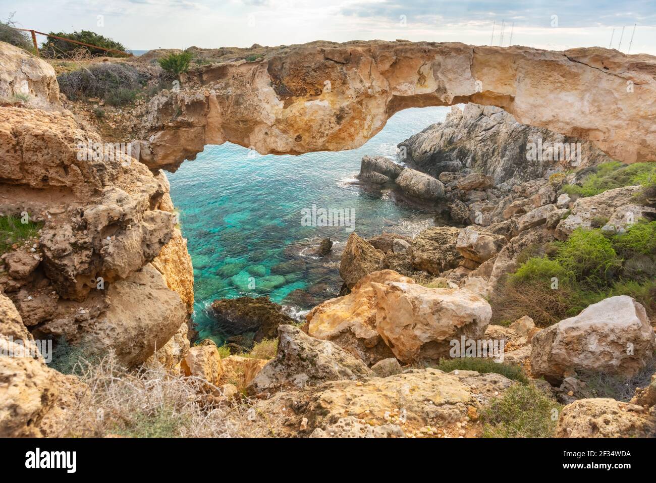Sea caves Near Cape Greco Cyprus Stock Photo