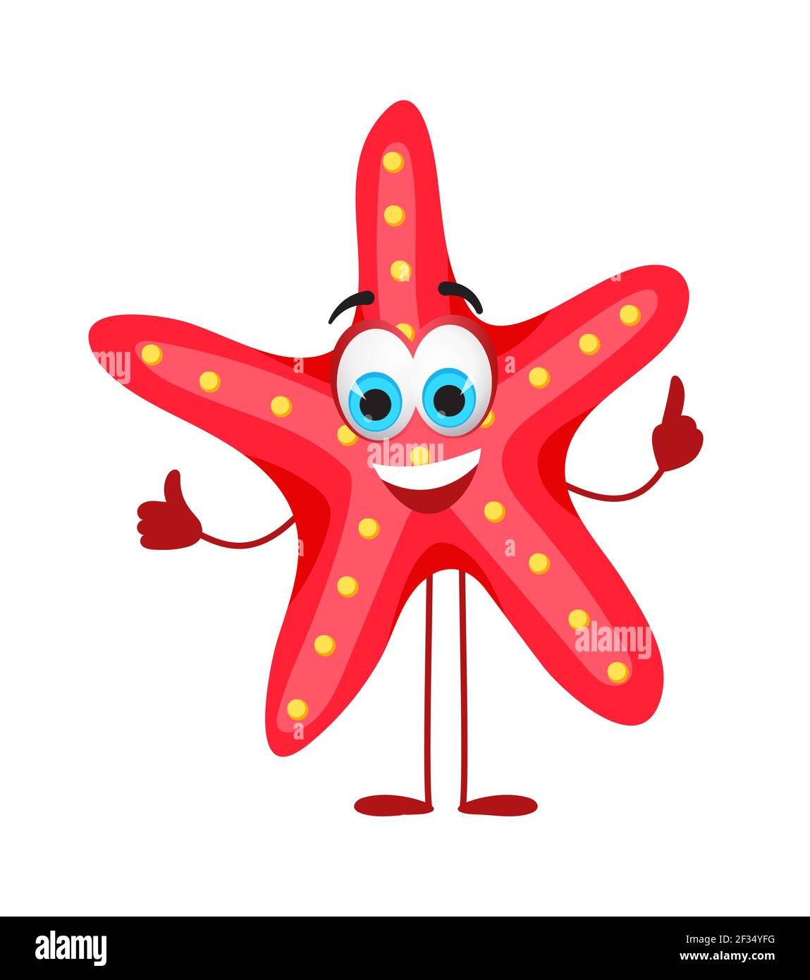 Funny Starfish with eyes - Summer Things Collection. Cartoon funny characters, flat vector illustration Stock Vector