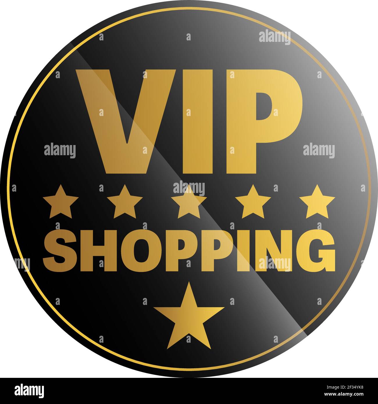 round black and golden VIP SHOPPING sticker or sign, exclusive private shopping vector illustration Stock Vector