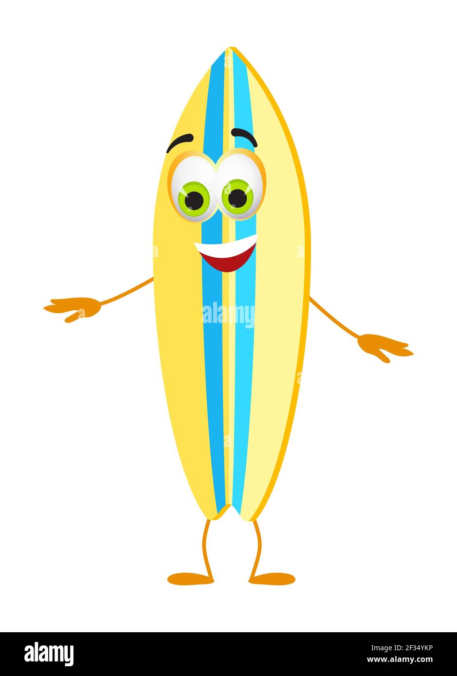 Funny Beach Surfboard with eyes - Summer Things Collection. Cartoon ...