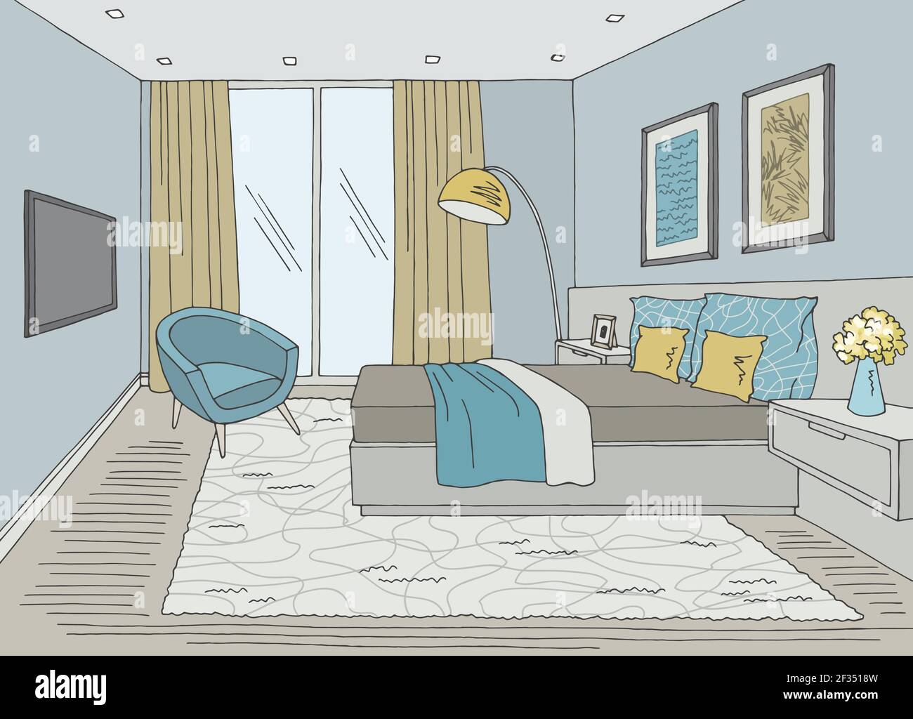 Vector Interior Sketch Design Of Bedroom Royalty Free SVG Cliparts  Vectors And Stock Illustration Image 128738442