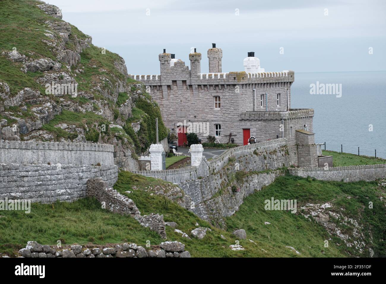 The old victorian Great Orme lighthouse in North Wales is now holiday accomodation with great views over the Irish Sea. Stock Photo