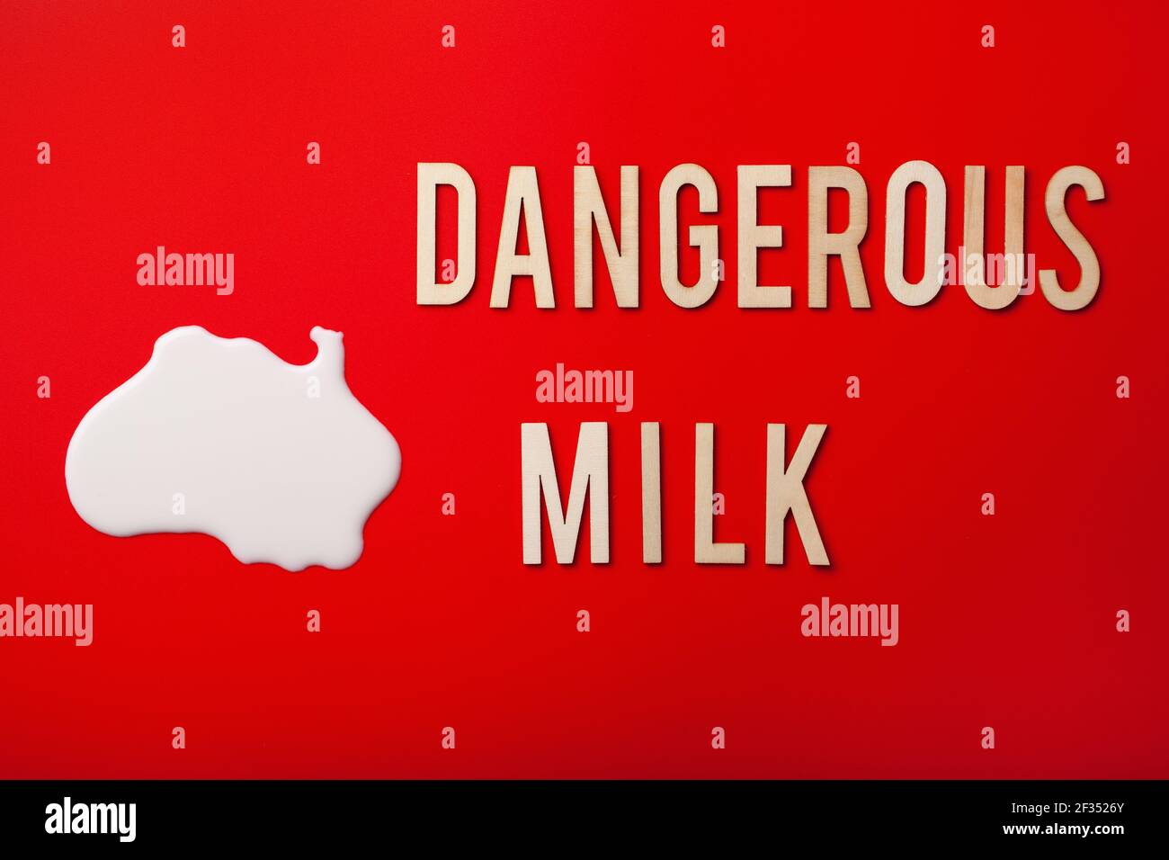 dangerous milk word text letters lactose intolerance allergy. milk