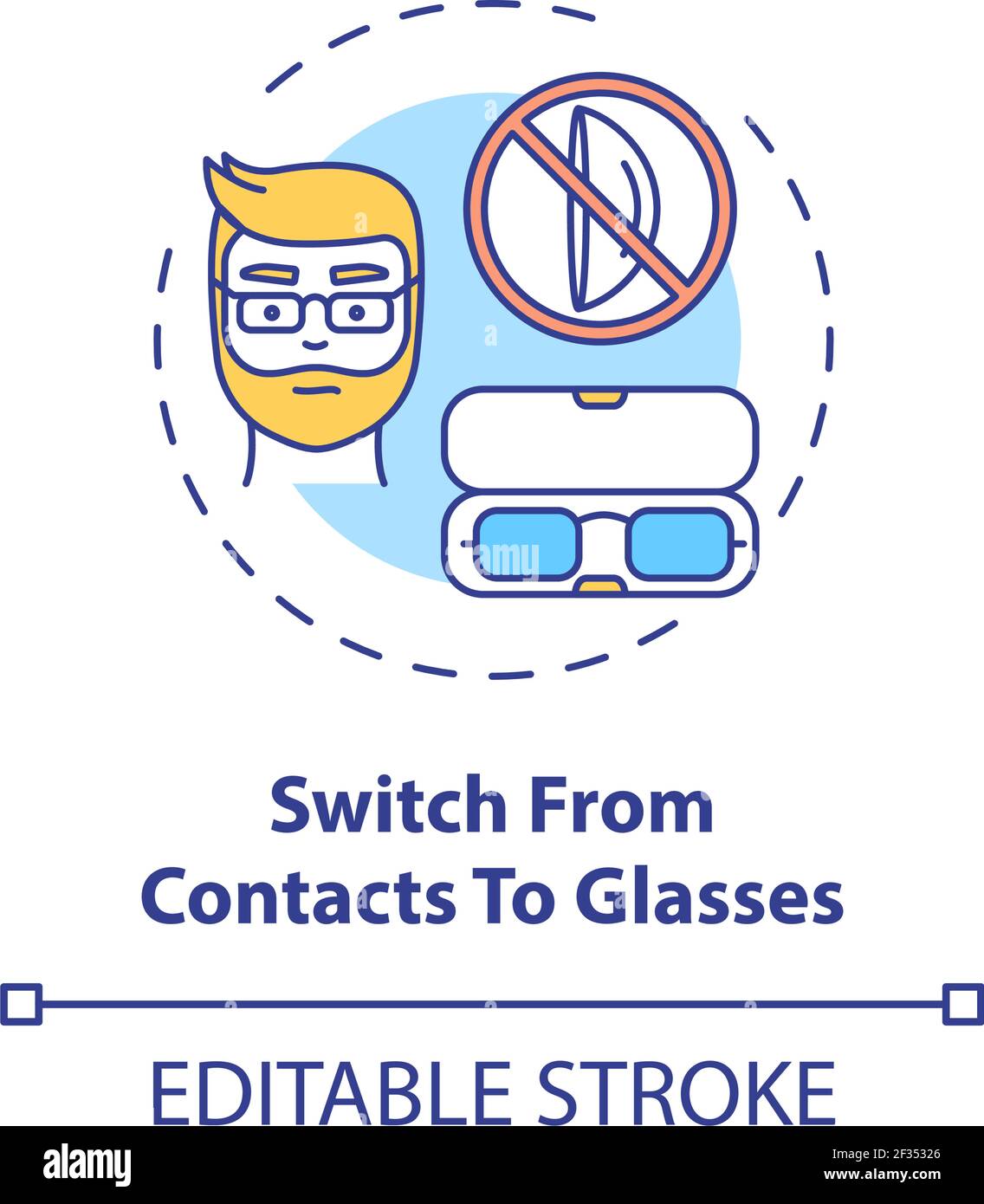 Switch from contacts to glasses concept icon Stock Vector Image & Art