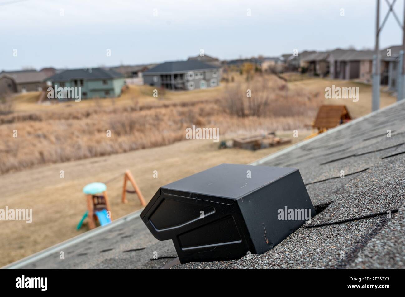 typical static passive vent installation on a residential roof Stock ...