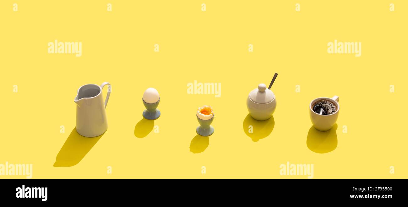 Hard shadows breakfast set Stock Photo - Alamy