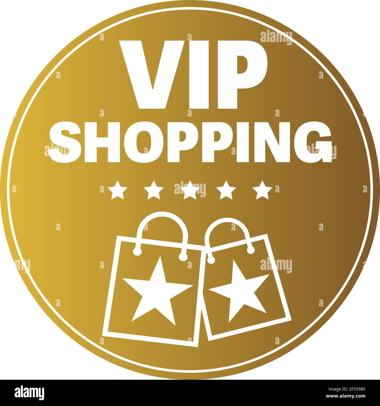round golden VIP SHOPPING sticker or sign, exclusive private shopping vector illustration Stock Vector