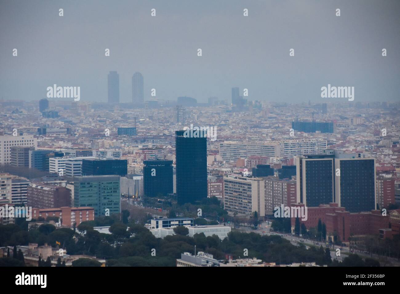 Pollution, cityscape. Barcelona, Catalonia, Spain. Stock Photo