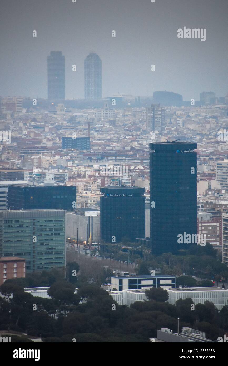 Pollution, cityscape. Barcelona, Catalonia, Spain. Stock Photo