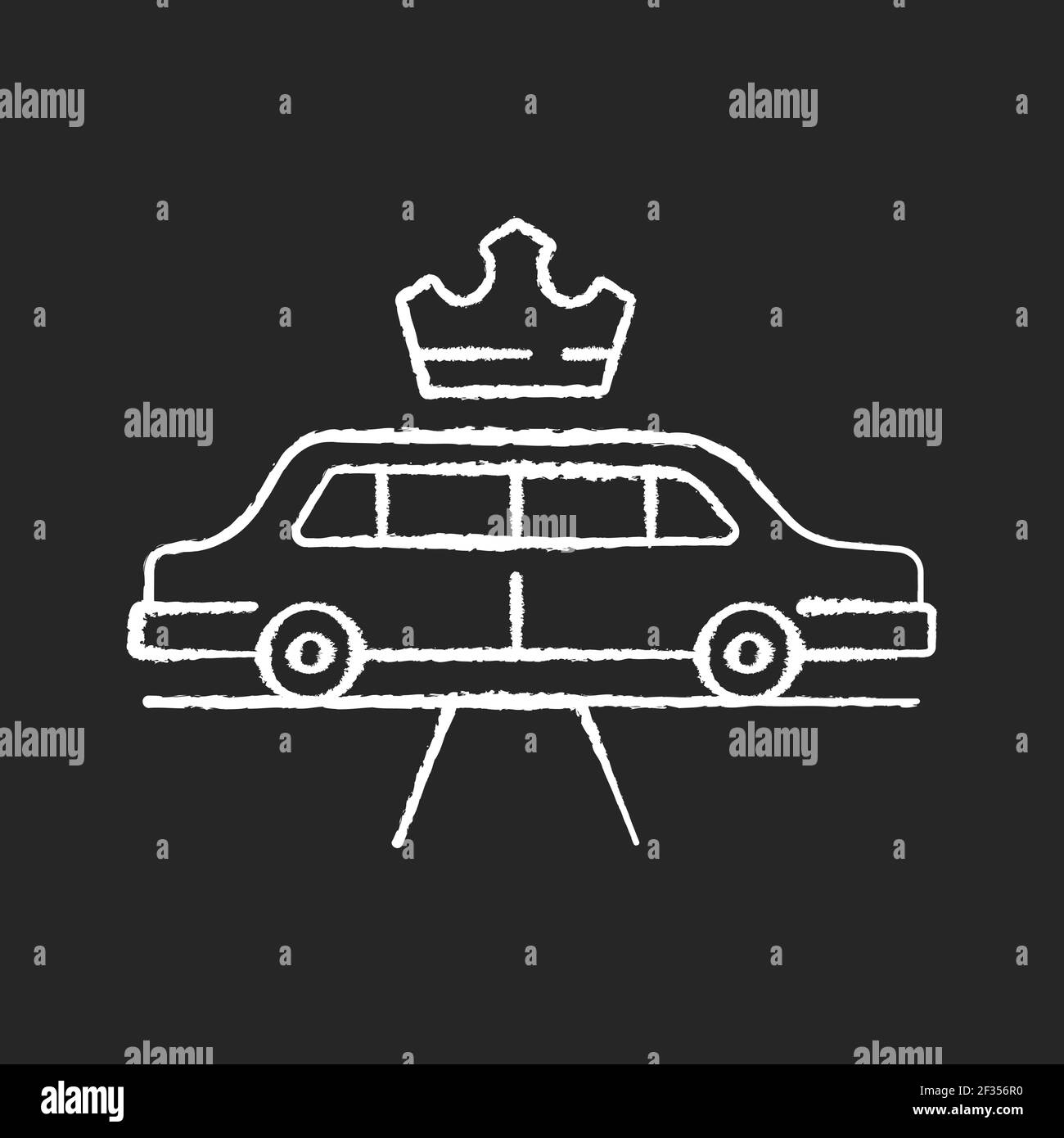 Limousine service chalk white icon on black background Stock Vector