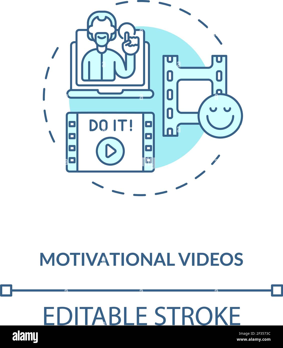 Motivational videos concept icon Stock Vector