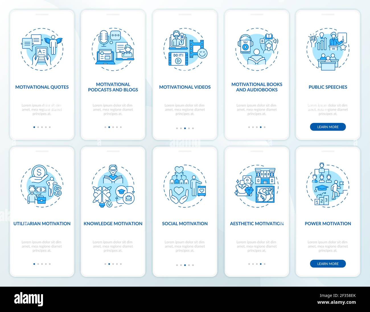 Motivational content onboarding mobile app page screen with concepts ...