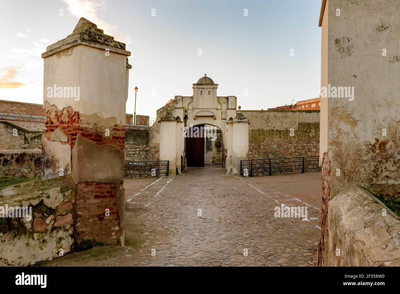 The gate of San Vicente in the Hornabeque Palmas Bridge on a sunny day in Spain Stock Photo