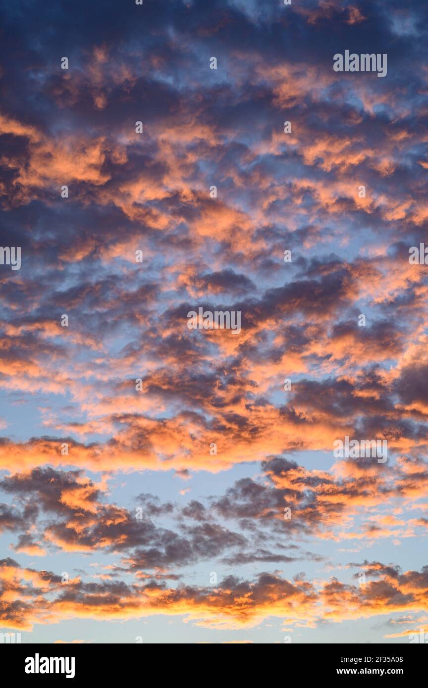A vertical shot of the gorgeous sunset sky with orange clouds Stock ...