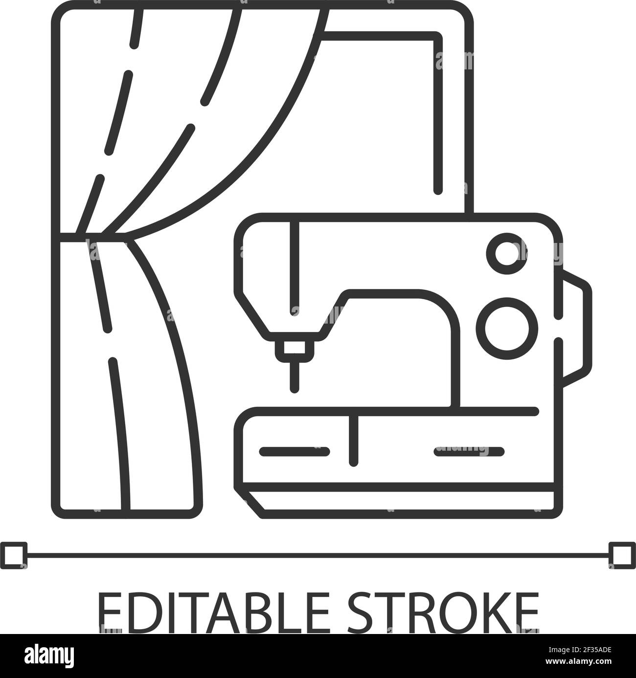 Curtain sewing and alteration linear icon Stock Vector
